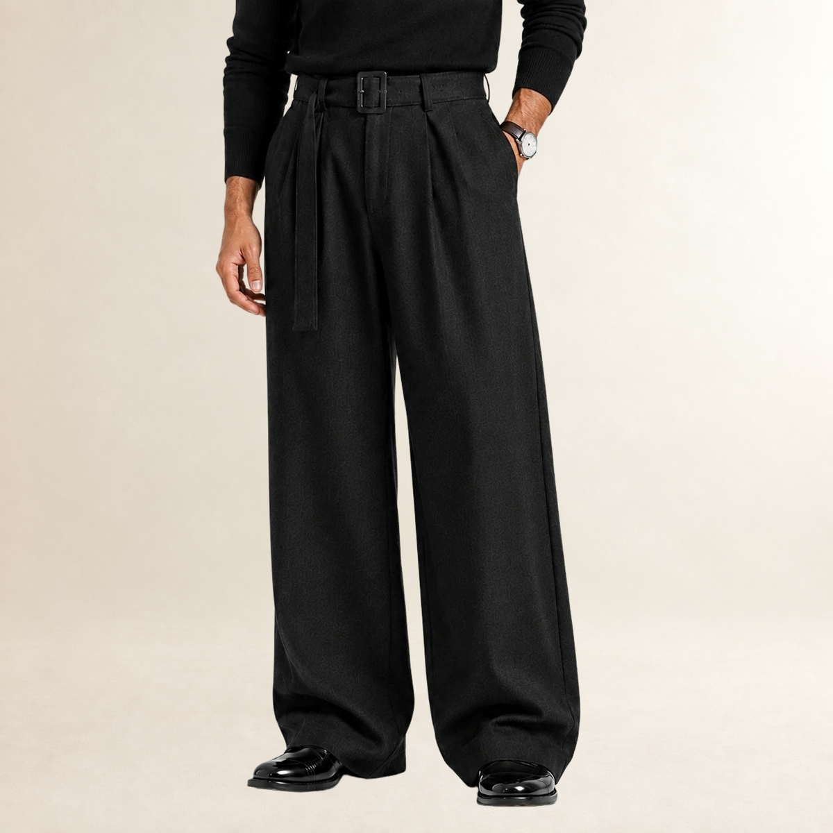 Herren-Bundfaltenhose mit weitem Bein und Gürtel - Maßgeschneiderte Passform