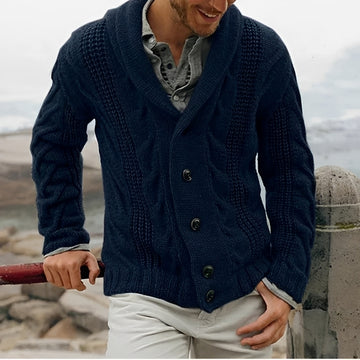 Herren Cardigan mit Shawl-Kragen - Knopfleiste, strukturierte Muster, lockerer Schnitt