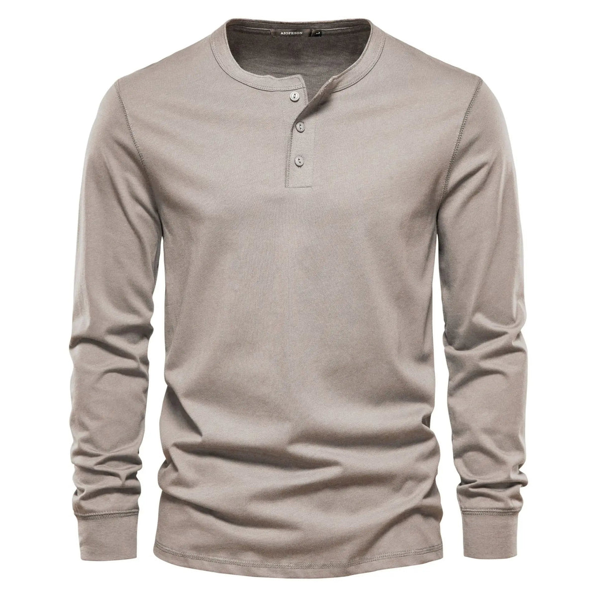 Herren Langarm Henley T-Shirt mit Knopfleiste und regulärem Schnitt