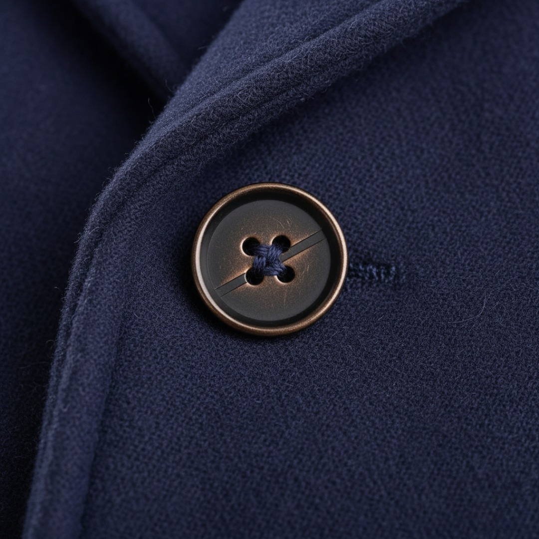 Herren Mantel Doppelreihig mit breiten Reversen - Langschild mit Knopfverschluss