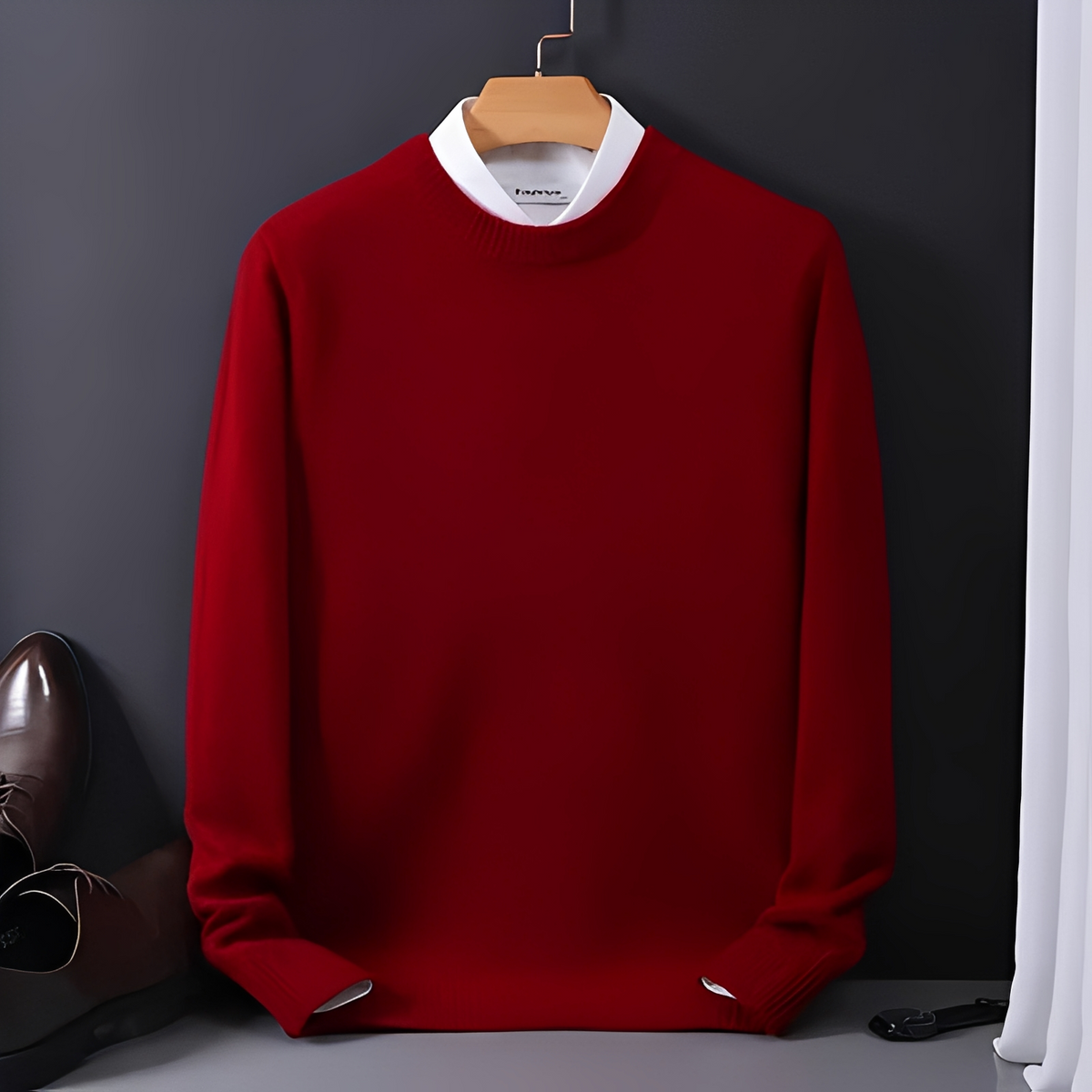 Herren Pulli Rundhalsausschnitt Langarm Regular Fit mit Rippenbündchen