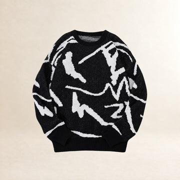 Herren Pullover - Abstract Muster, Rundhalsausschnitt, Rippbündchen, Regular Fit