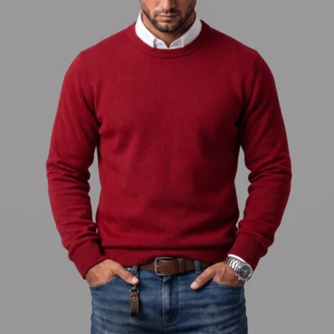 Herren Pullover Sweatshirt Rundhals Langarm - Regular Fit, Rippenborte am Kragen, Ärmel und Saum