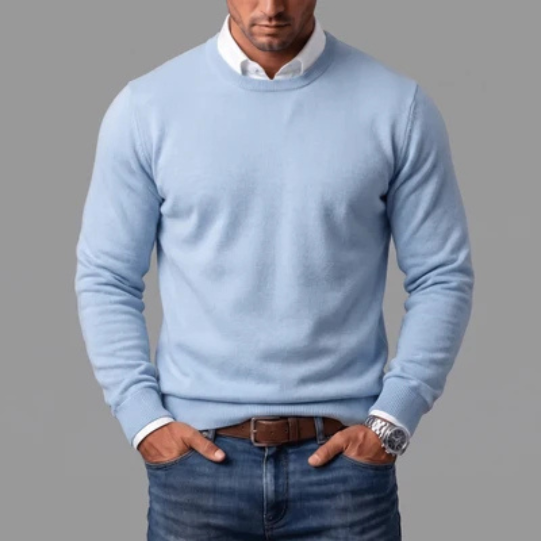Herren Pullover Sweatshirt Rundhals Langarm - Regular Fit, Rippenborte am Kragen, Ärmel und Saum