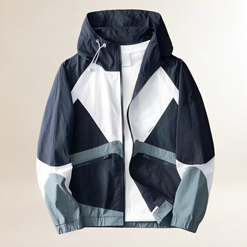 Herren Regenjacke mit Farbblockmuster und verstellbarem Kapuze - Regulärer Schnitt