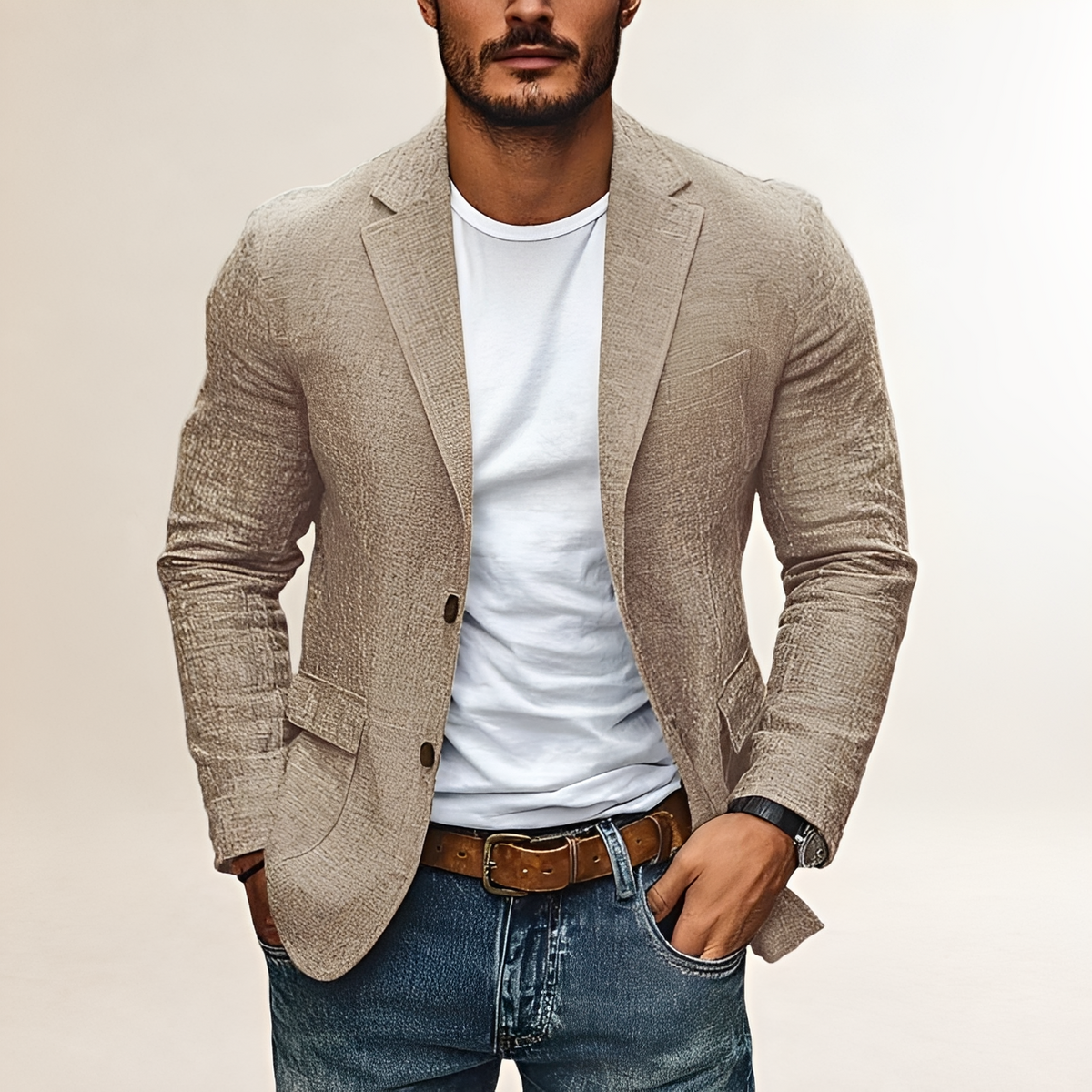 Herren Sakko Blazer Einreiher Reverskragen Slim Fit