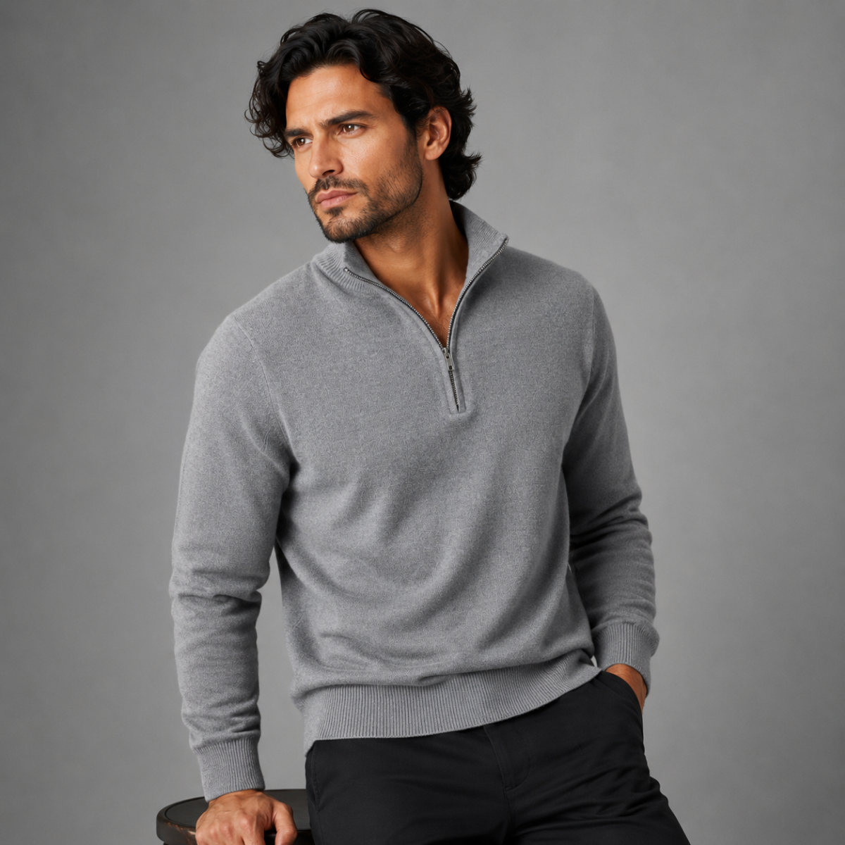 Herren Sweatshirt mit Stehkragen und Reißverschluss - Slim Fit