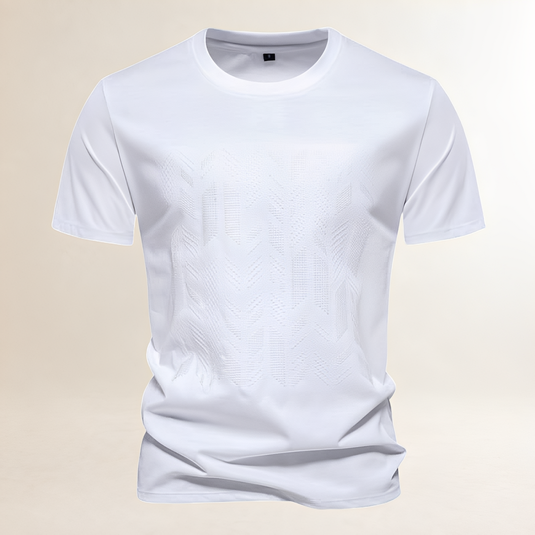 Herren T-Shirt Crewneck mit tonal geprägtem Chest Panel - Kurzarm, Regular Fit