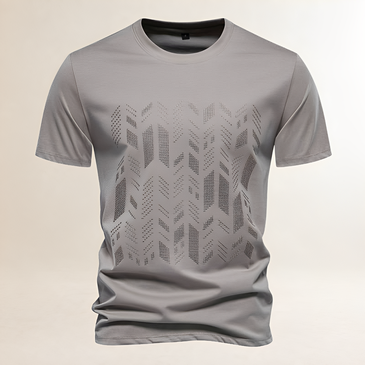 Herren T-Shirt Crewneck mit tonal geprägtem Chest Panel - Kurzarm, Regular Fit