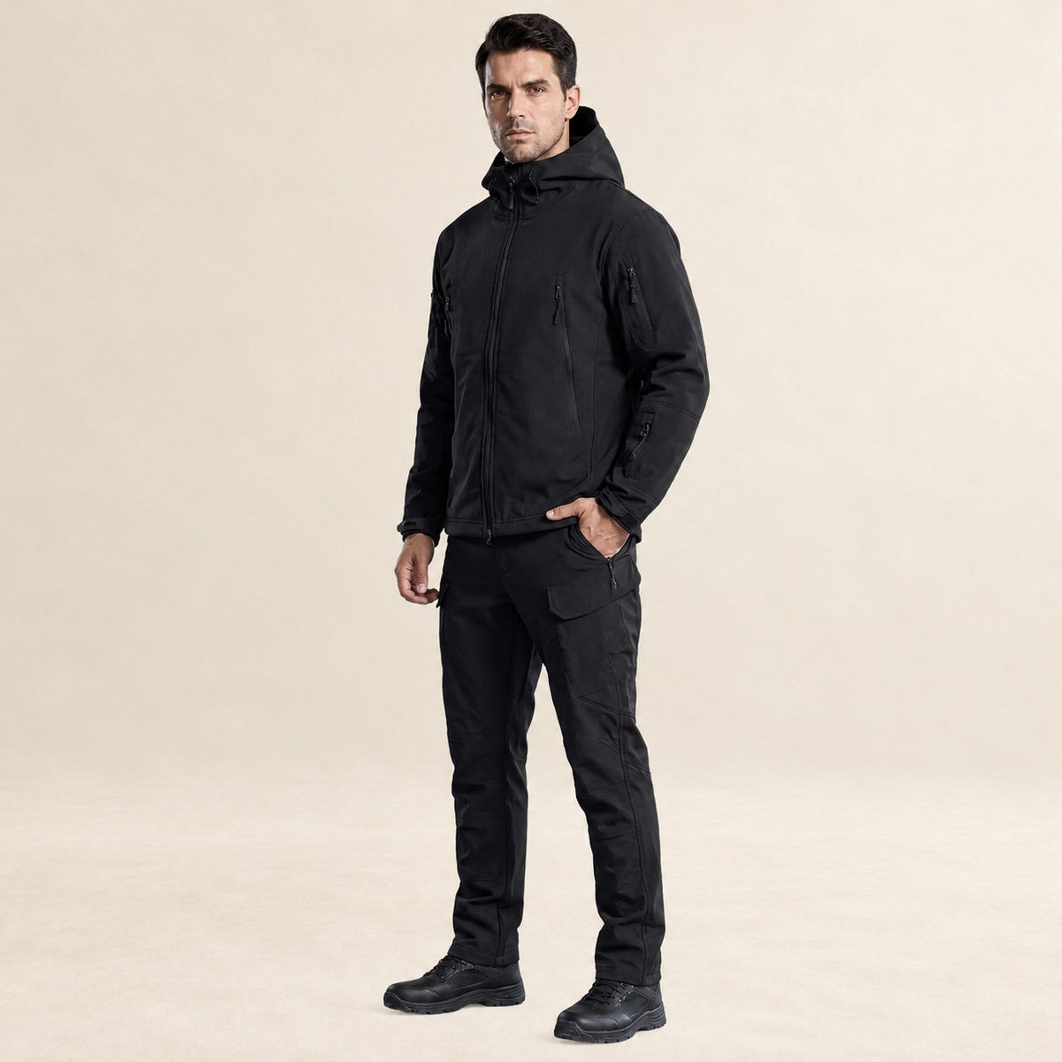 Herren Taktikjacke mit Kapuze und mehreren Taschen