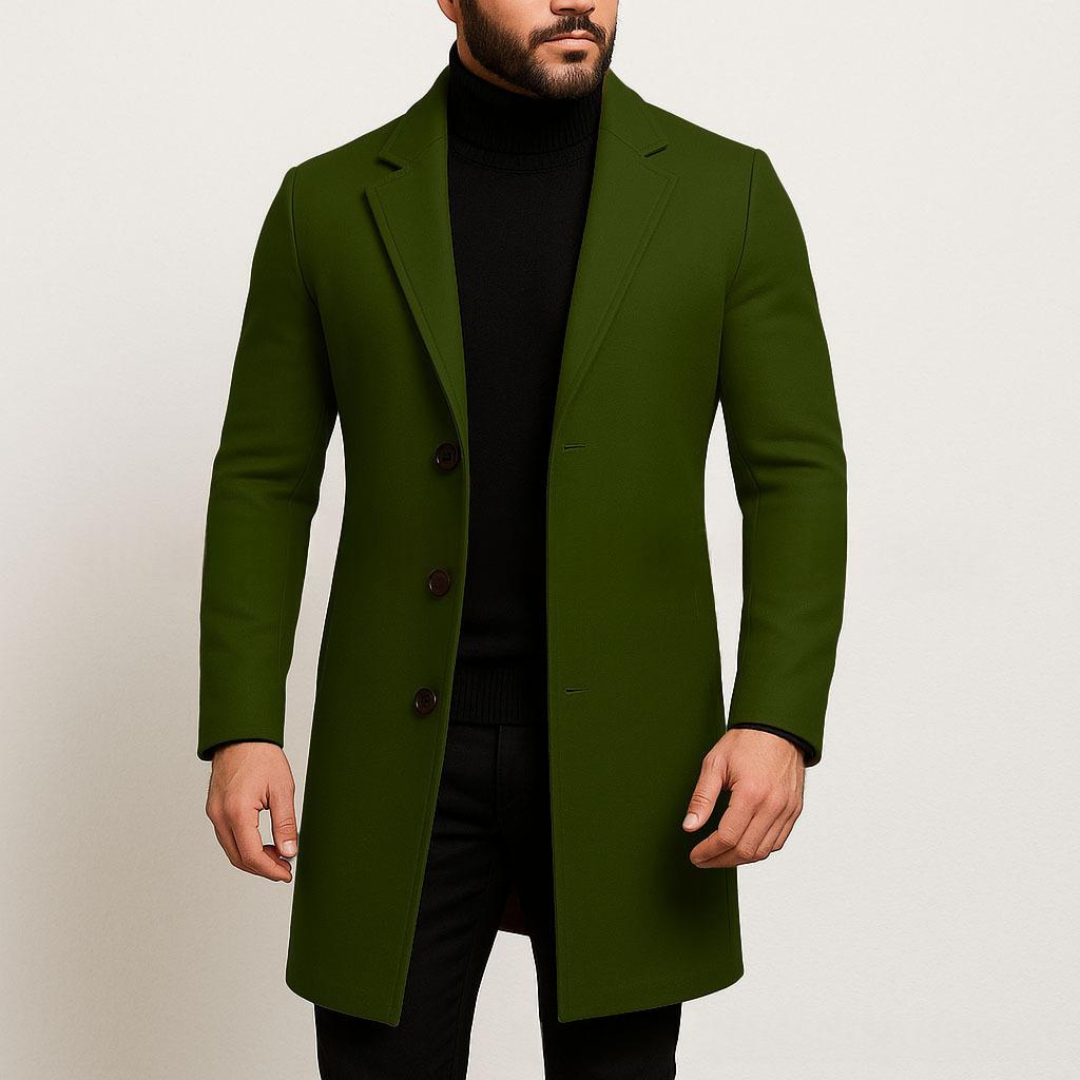 Herren Trenchcoat, Einreiher, Notch-Lapels, Drei-Knopf-Verschluss, Slim Fit