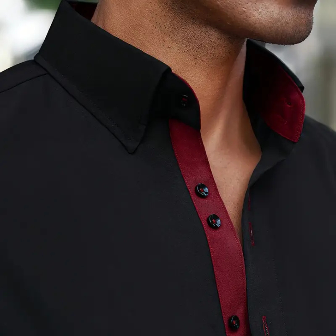 Herrenhemden mit Button-Down-Kragen und Kontrast-Innenleiste – Langarm, Regular Fit