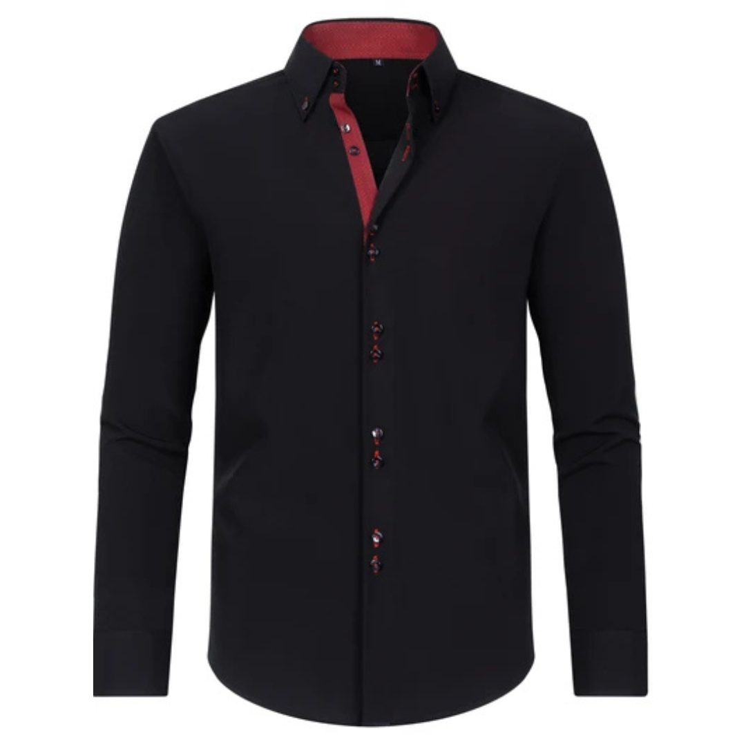 Herrenhemden mit Button-Down-Kragen und Kontrast-Innenleiste – Langarm, Regular Fit