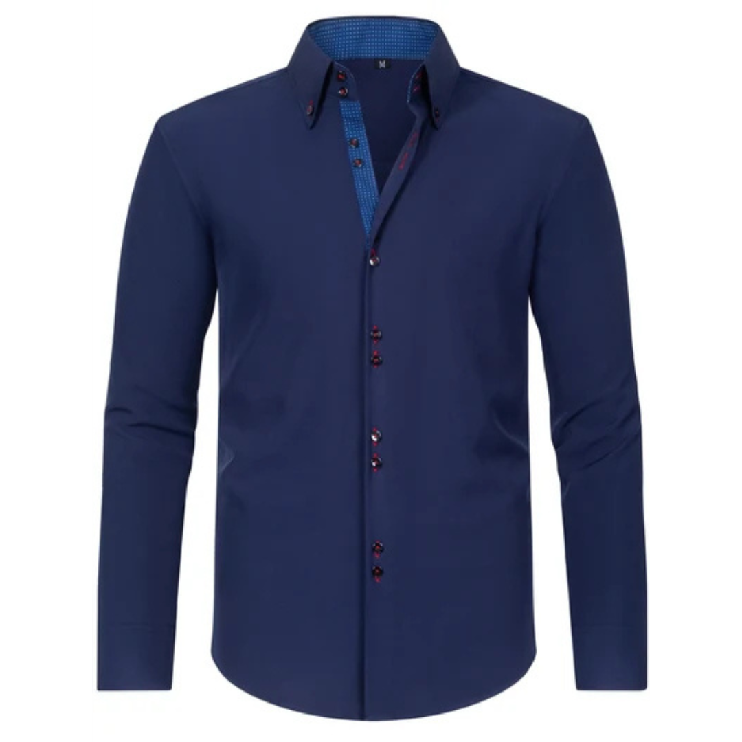 Herrenhemden mit Button-Down-Kragen und Kontrast-Innenleiste – Langarm, Regular Fit