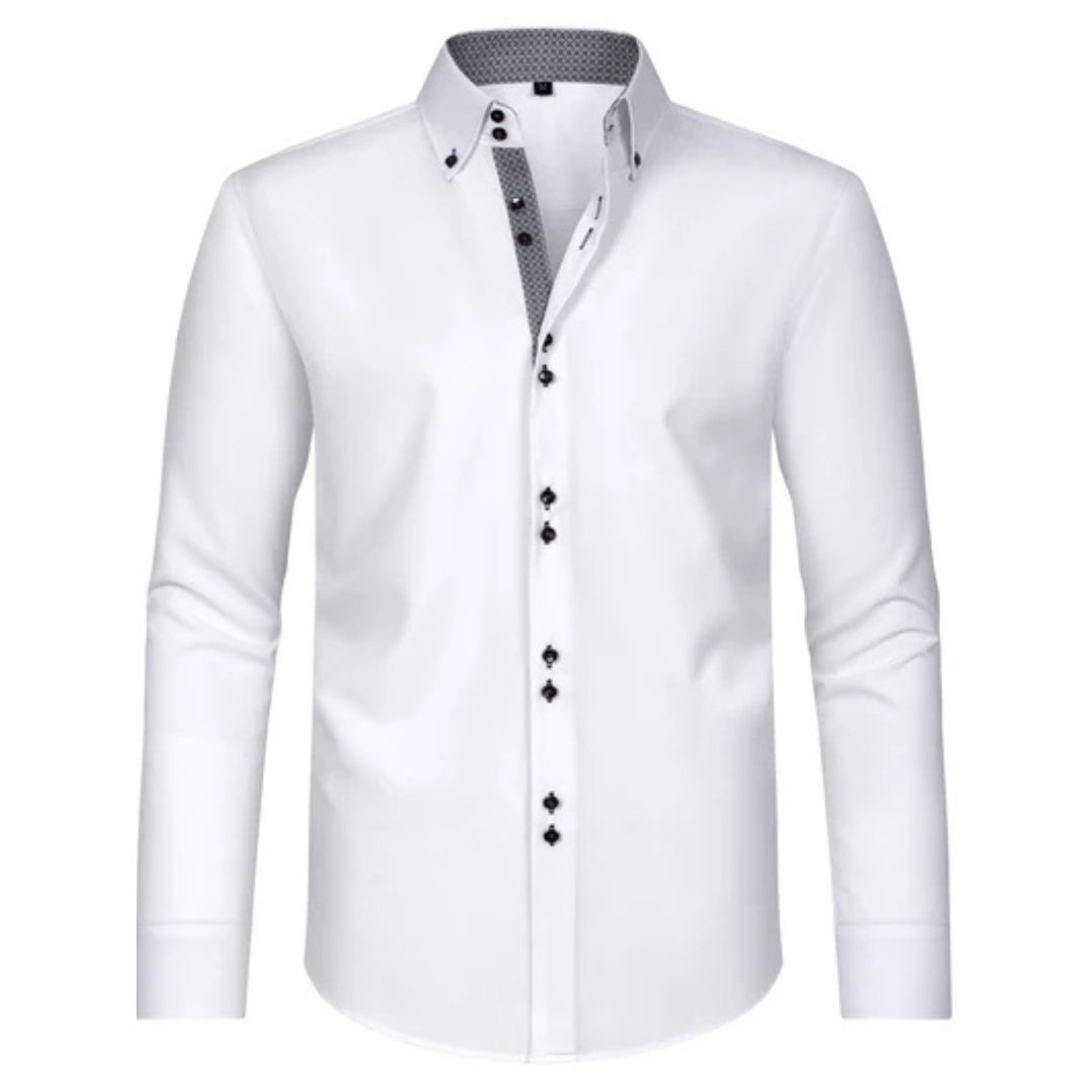 Herrenhemden mit Button-Down-Kragen und Kontrast-Innenleiste – Langarm, Regular Fit