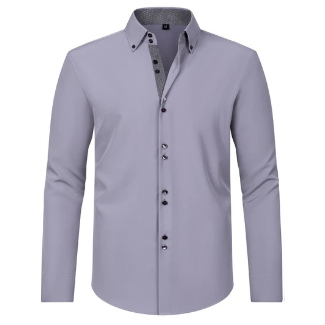 Herrenhemden mit Button-Down-Kragen und Kontrast-Innenleiste – Langarm, Regular Fit