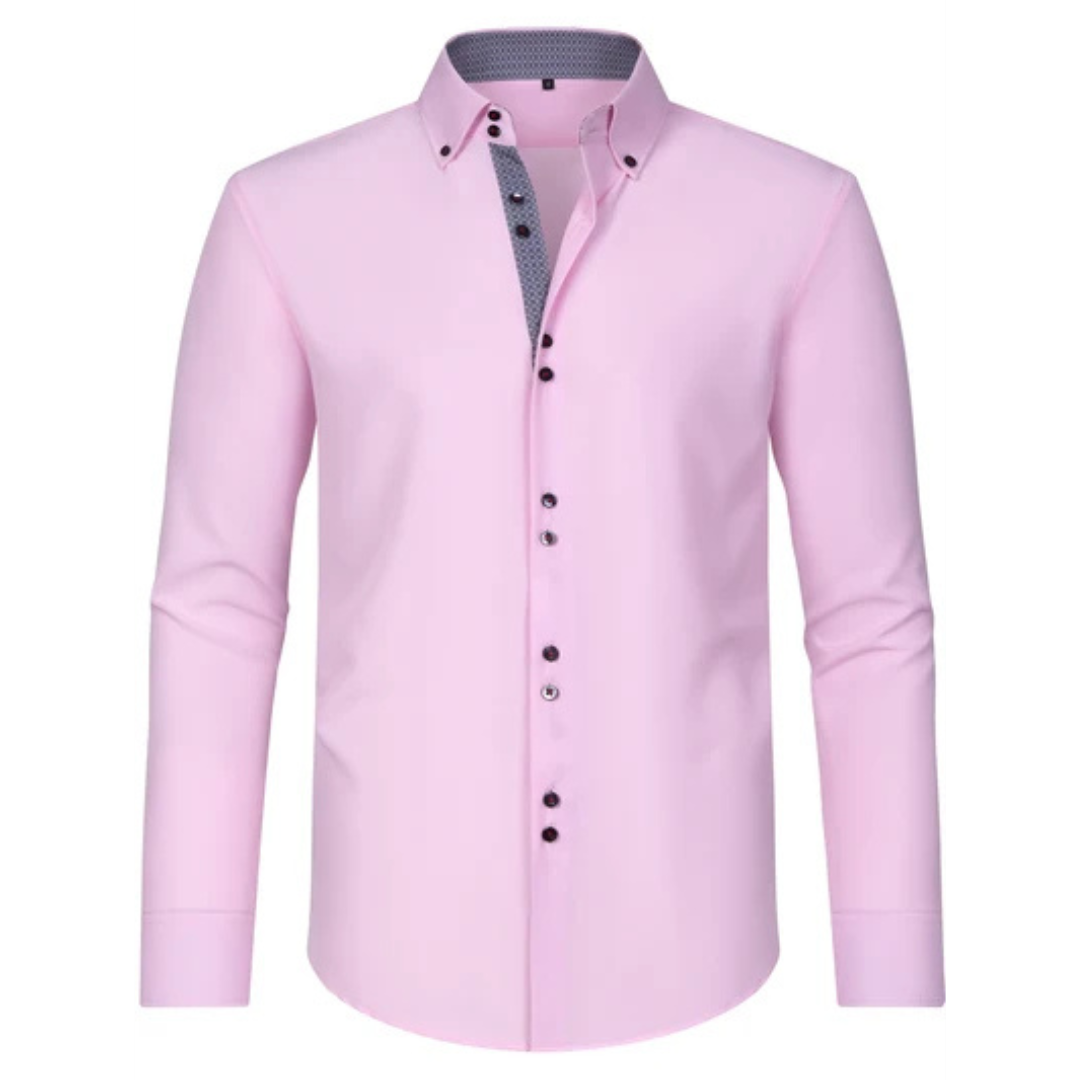 Herrenhemden mit Button-Down-Kragen und Kontrast-Innenleiste – Langarm, Regular Fit