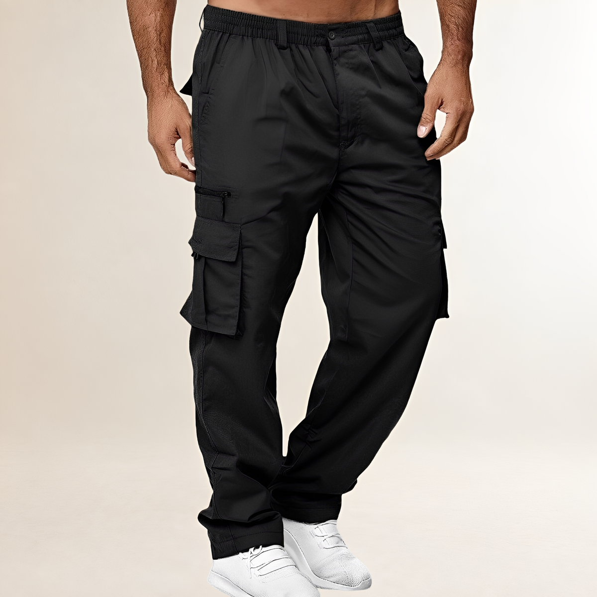 Herrenhosen Cargo - Loose Fit, Mehrfachtaschen, Elastischer Bund