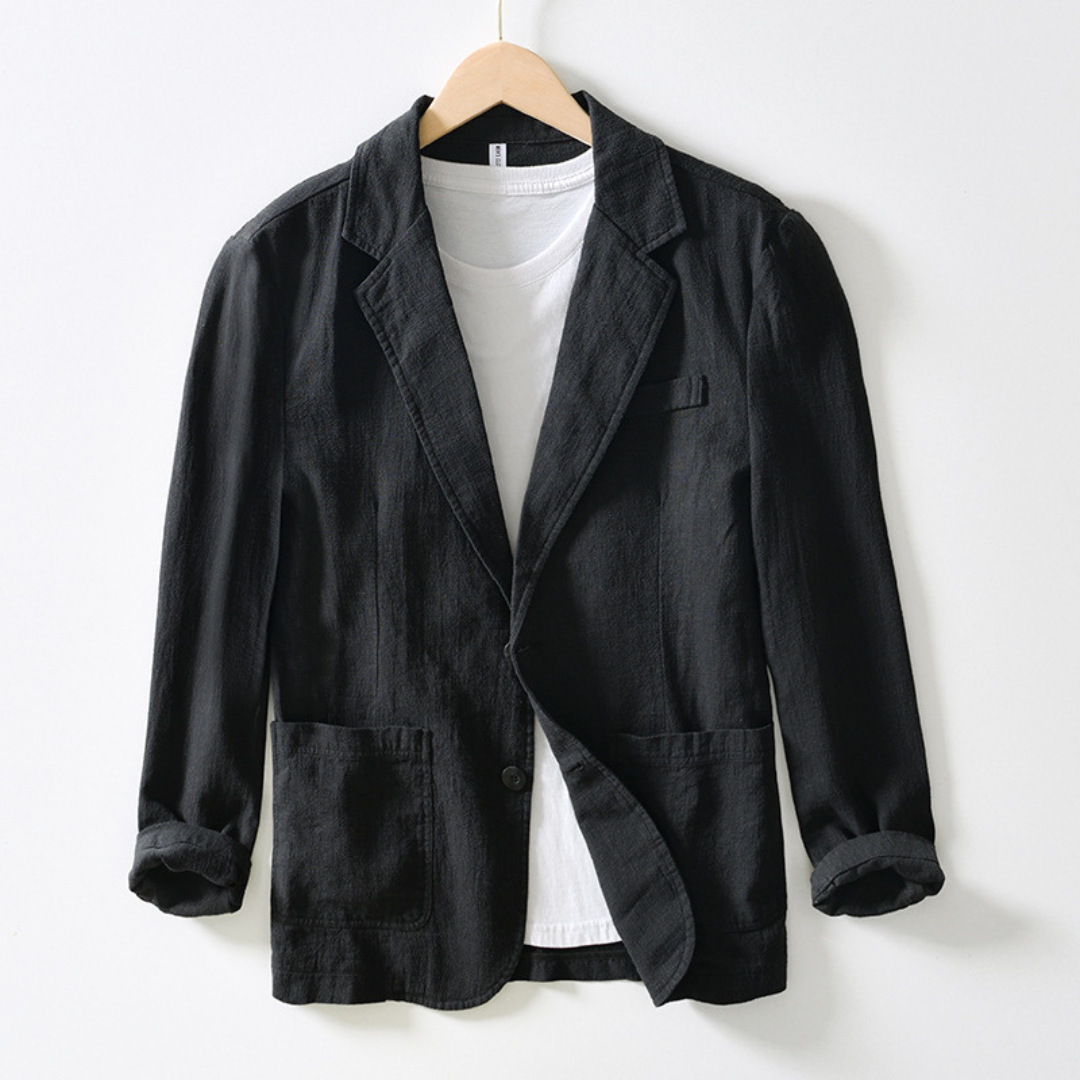 Herrenjacke Notch-Kragen Einreiher Zwei-Knopf Frontpatch-Taschen Regular Passform