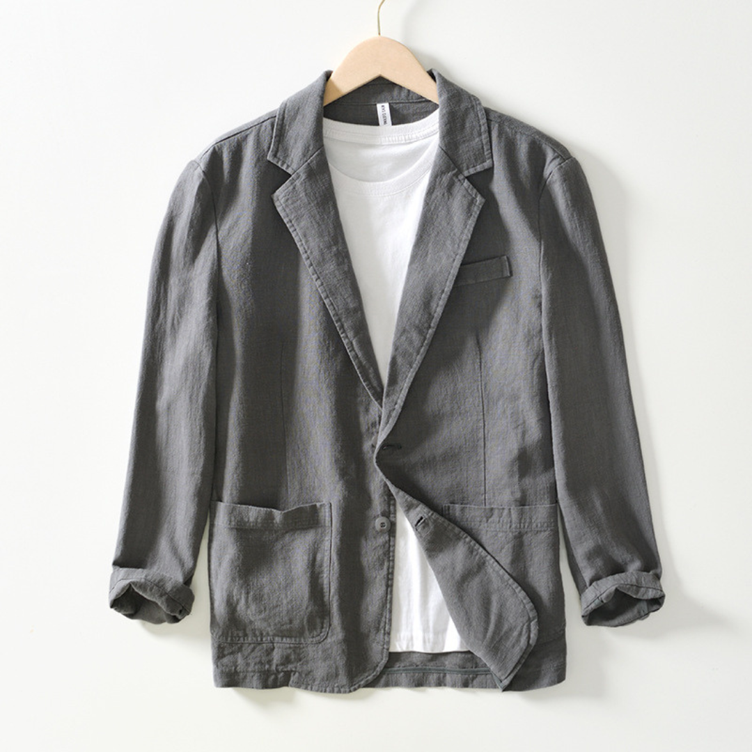 Herrenjacke Notch-Kragen Einreiher Zwei-Knopf Frontpatch-Taschen Regular Passform