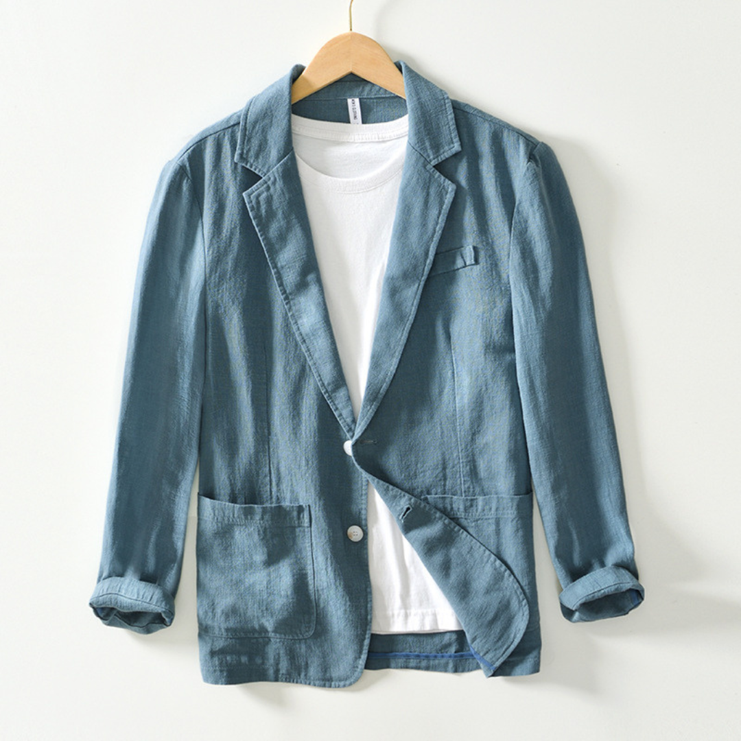 Herrenjacke Notch-Kragen Einreiher Zwei-Knopf Frontpatch-Taschen Regular Passform