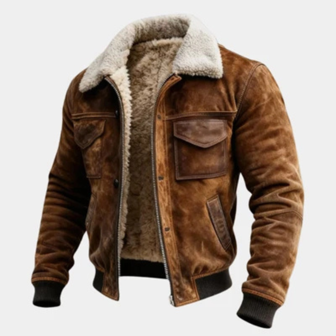Jacke Herren Reißverschlussfront - Kontrast-Kragen, Fronttaschen mit Klappen, gerader Schnitt