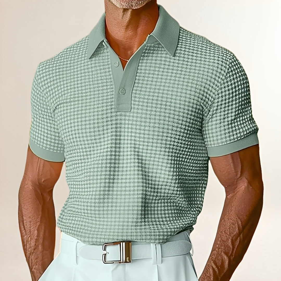 Polohemd Männer Kurzarm - Strukturmuster, Knopfleiste, lockere Passform