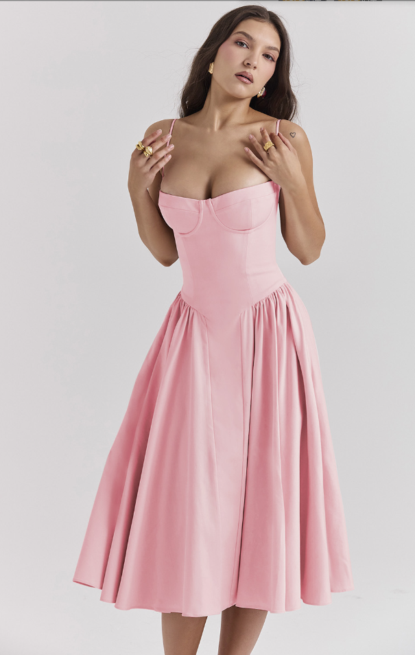 Cheri - Midikleid mit Trägern und offenem Rücken