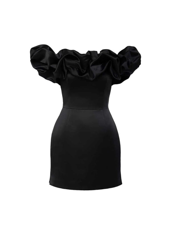 Waverly - Satin-Kleid mit schulterfreiem Rüschendetail
