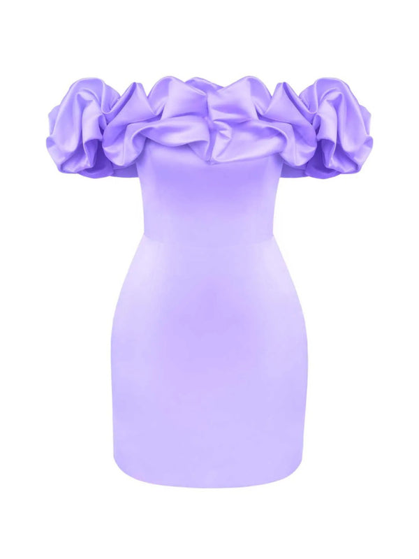 Waverly - Satin-Kleid mit schulterfreiem Rüschendetail