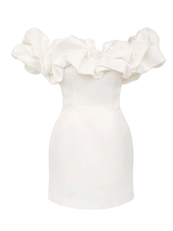 Waverly - Satin-Kleid mit schulterfreiem Rüschendetail