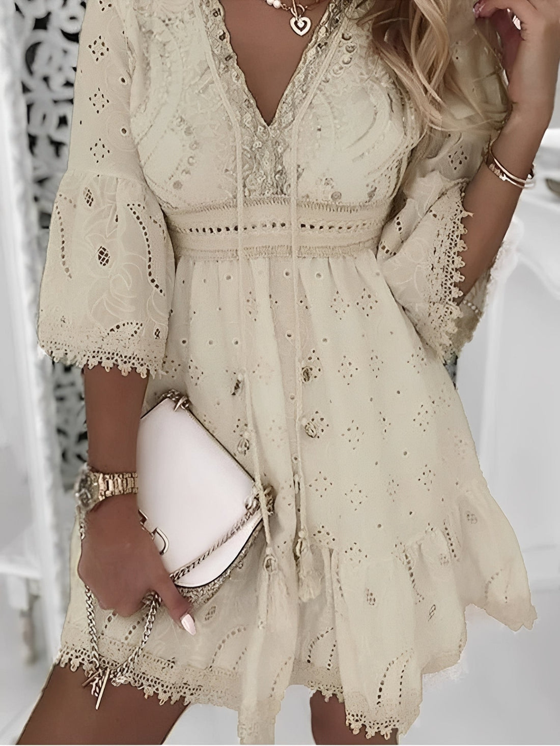 Hollie - Damen-Minikleid im eleganten Boho-Stil mit Quasten