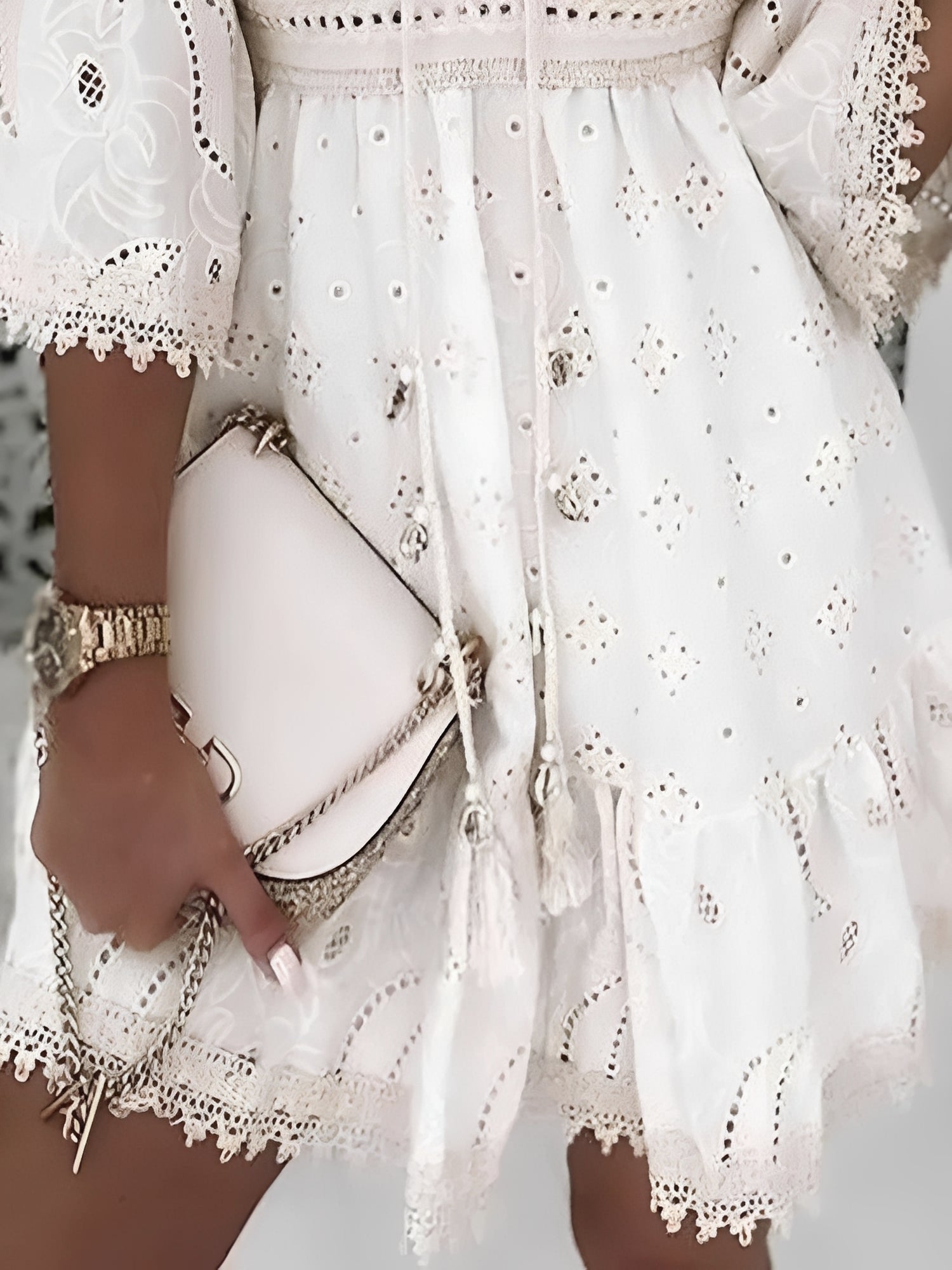 Hollie - Damen-Minikleid im eleganten Boho-Stil mit Quasten