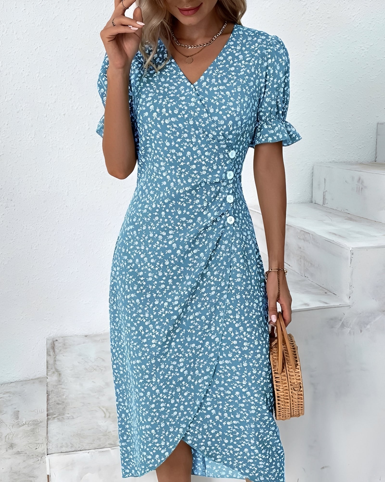 Rachael - Lockeres Wickelkleid mit Blumenmuster für Damen