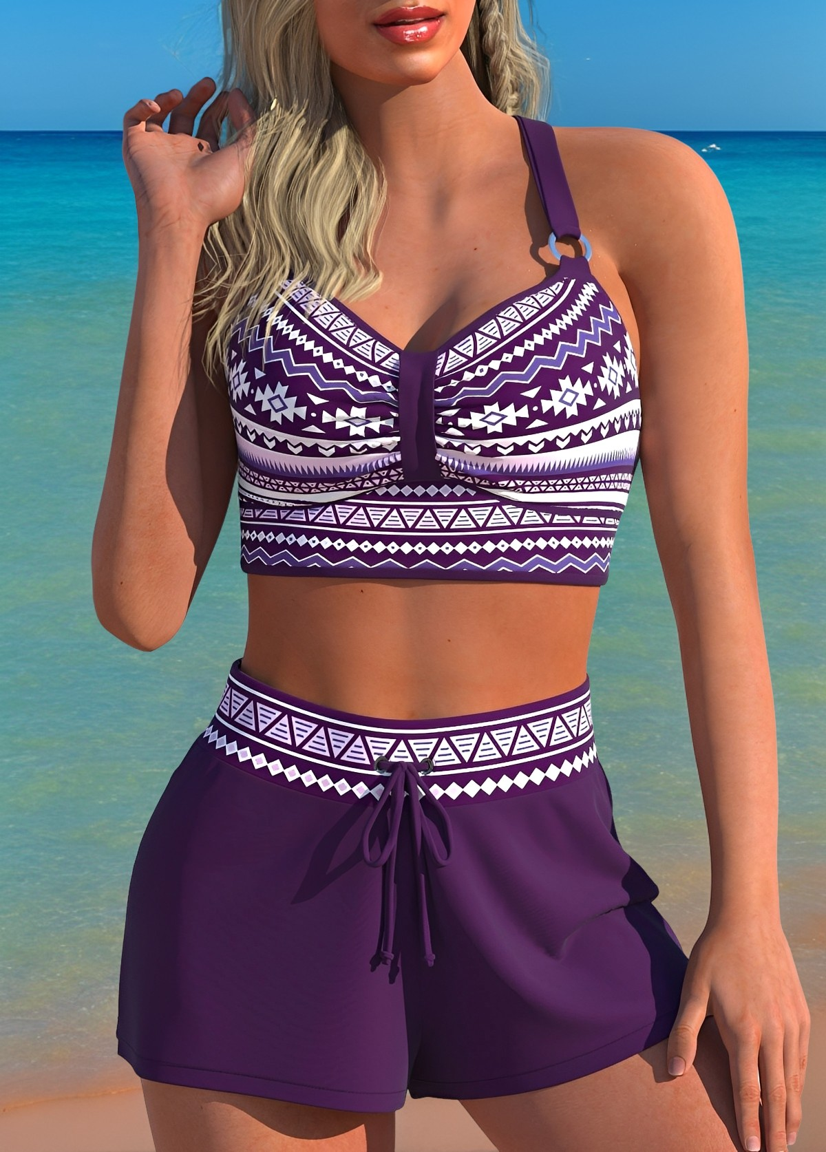 Bailey - Stylischer hochtaillierter Bikini mit Muster für Frauen