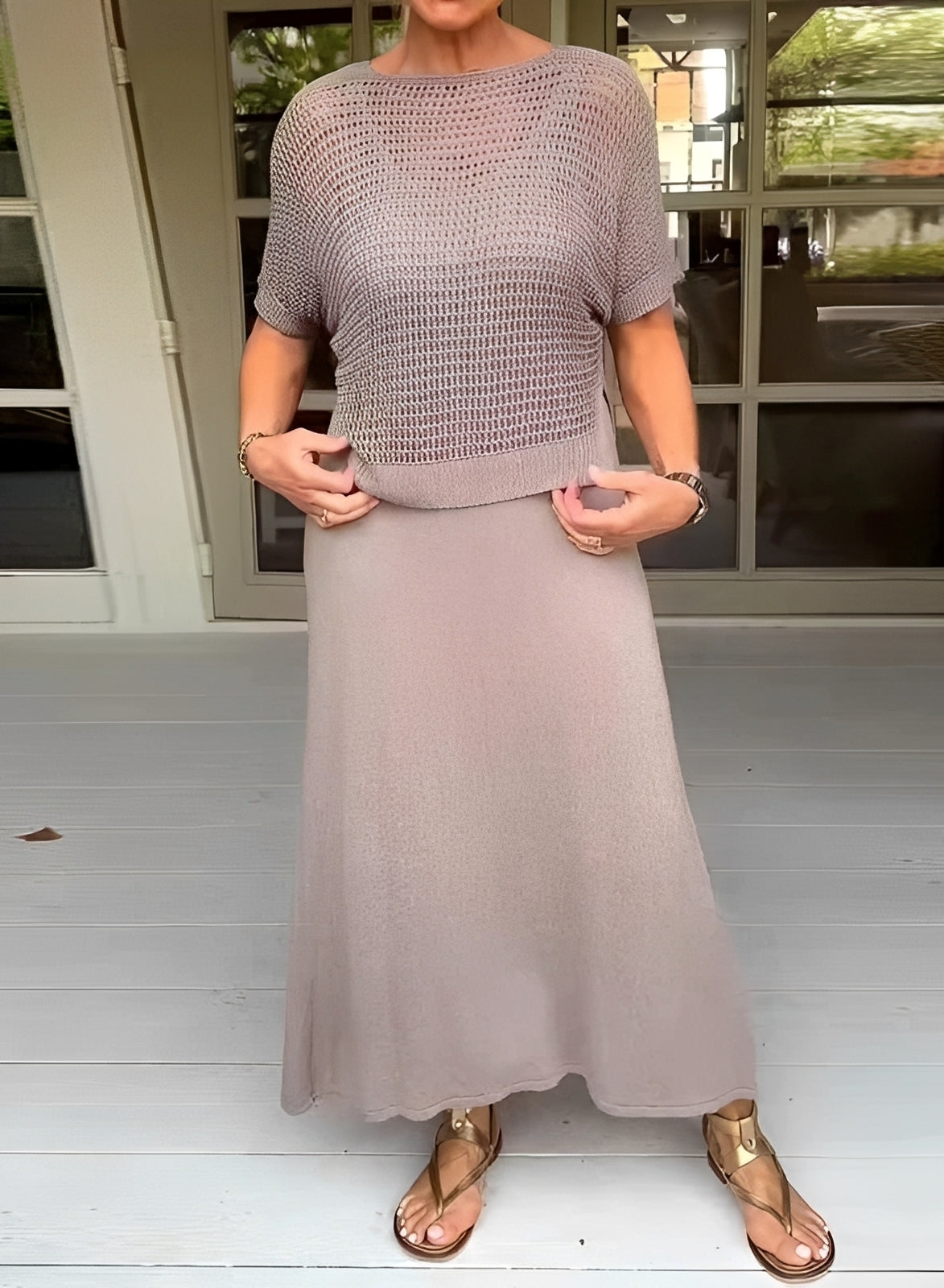 Darcie - Lässiges, durchbrochenes 2-teiliges Set für Damen