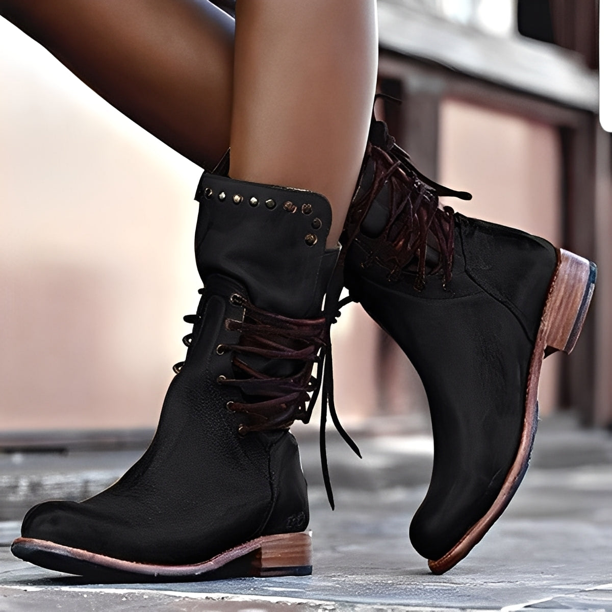 Lenora - Damenschuhe aus Vintage-Leder mit kleinem Absatz