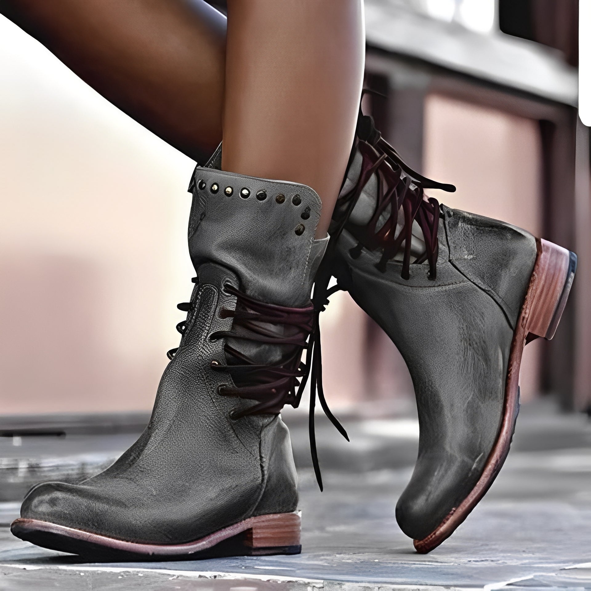 Lenora - Damenschuhe aus Vintage-Leder mit kleinem Absatz