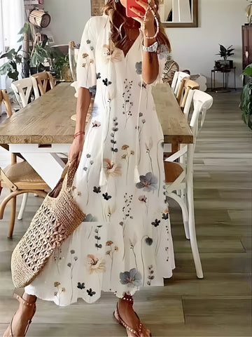 Esther - Boho-Maxikleid mit halblangen Ärmeln für Damen