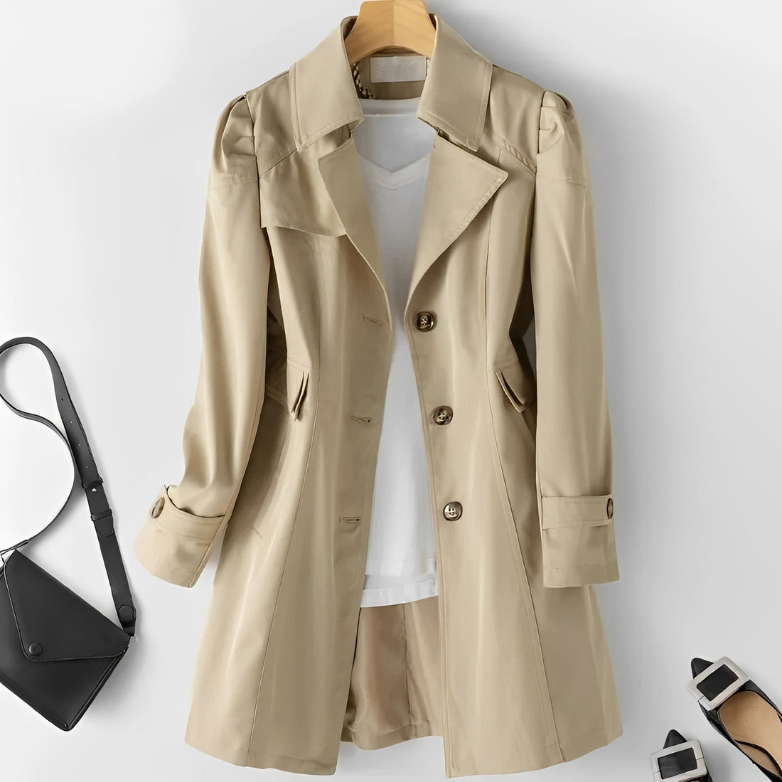 Hana - Zeitgemäßer, mittellanger Damen-Trenchcoat