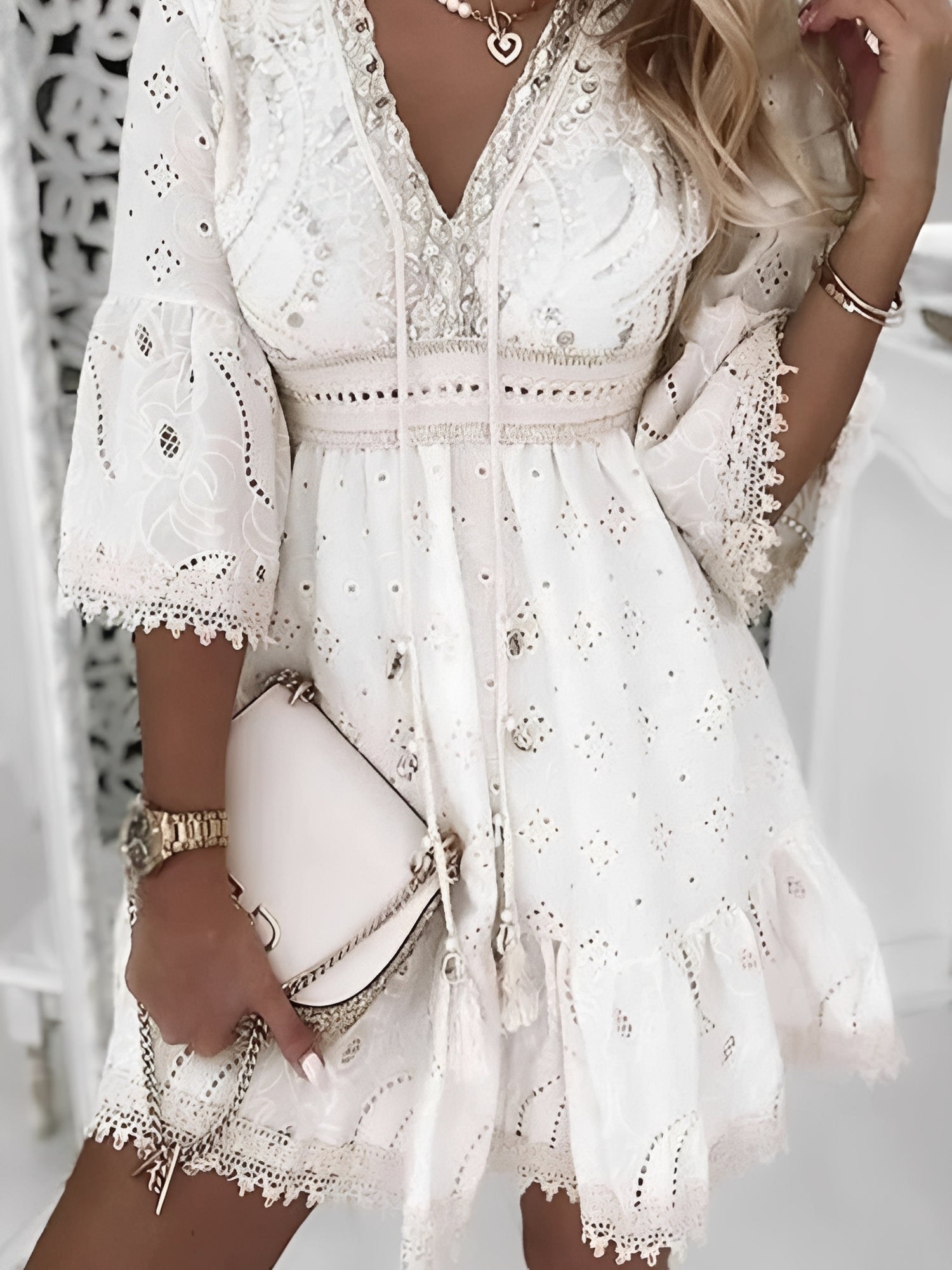 Hollie - Damen-Minikleid im eleganten Boho-Stil mit Quasten