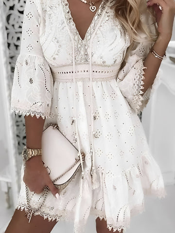 Hollie - Damen-Minikleid im eleganten Boho-Stil mit Quasten