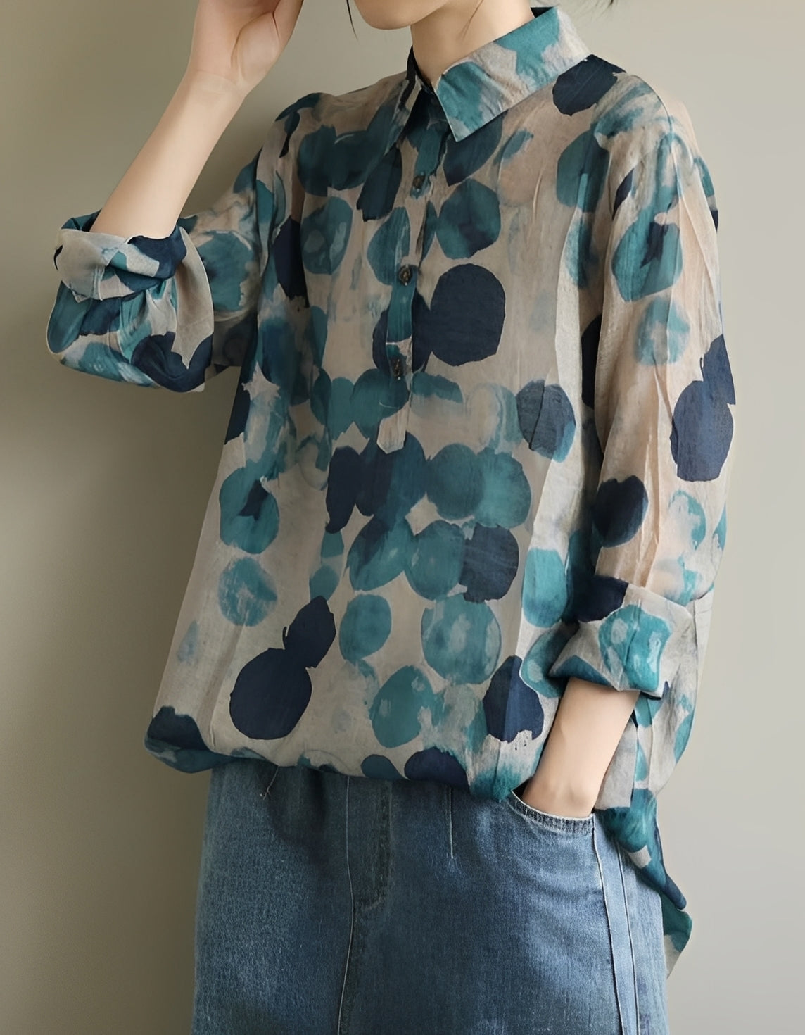 Jodie - Elegante Blusen mit gepunktetem Kragen für Frauen