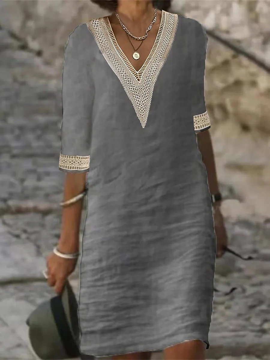 Jana - Kleid mit V-Ausschnitt und Spitzenakzenten