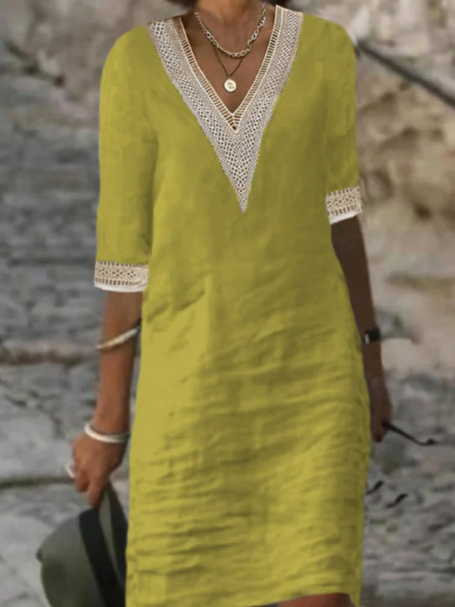 Jana - Kleid mit V-Ausschnitt und Spitzenakzenten