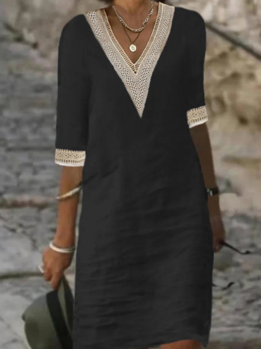 Jana - Kleid mit V-Ausschnitt und Spitzenakzenten