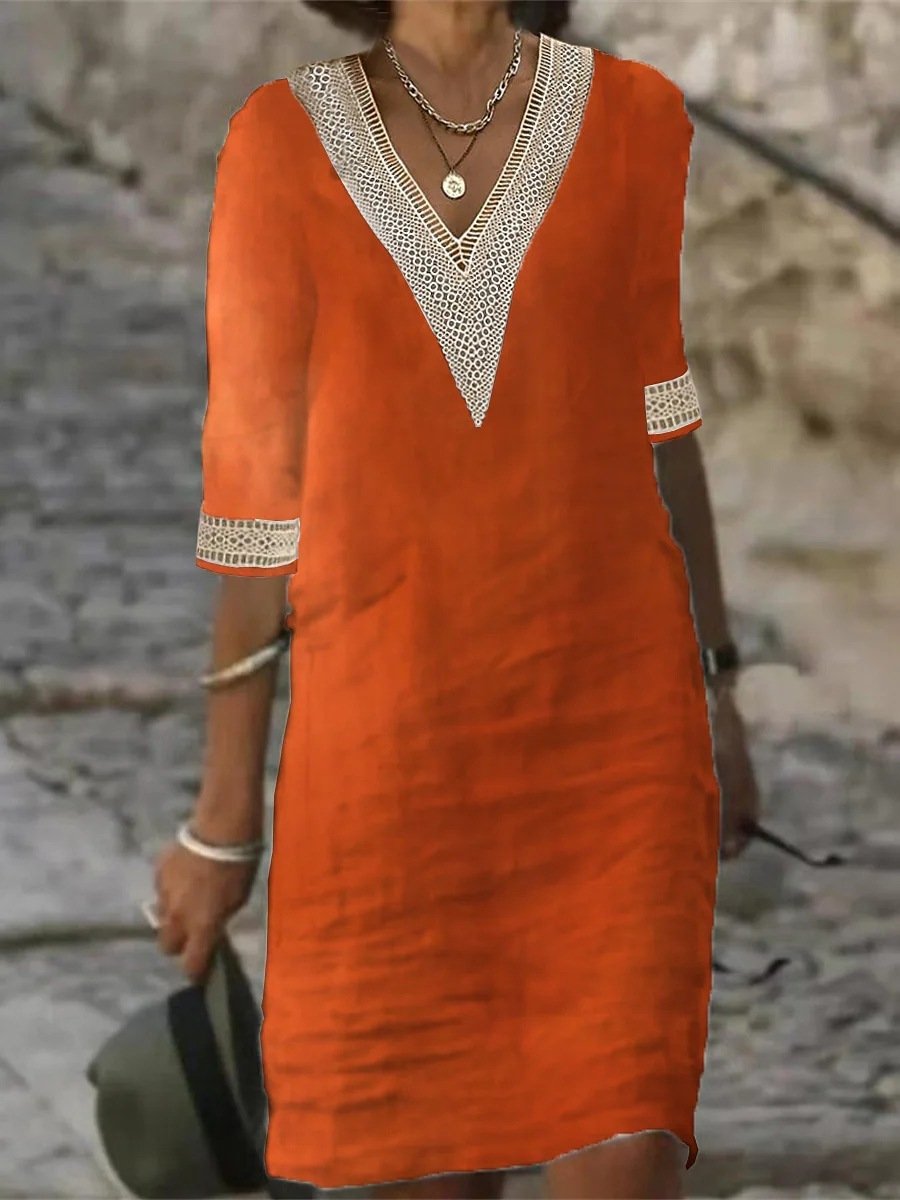 Jana - Kleid mit V-Ausschnitt und Spitzenakzenten