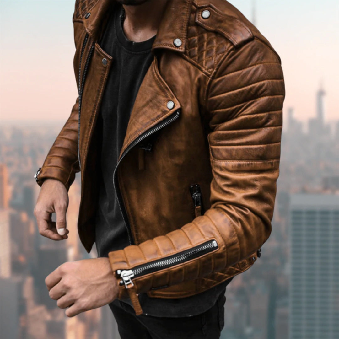 Lucas - Stilvolle Herren-Lederbikerjacke