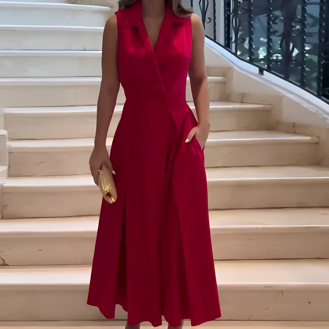 Diola - Stilvolles V-Ausschnitt-Kleid für Damen