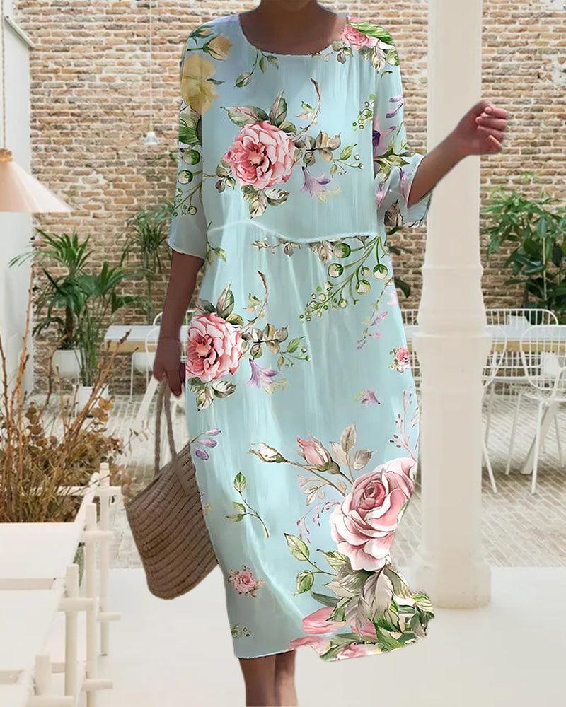 Miranda - Stilvolles Blumenkleid mit Bauchabdeckung